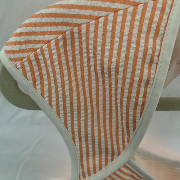 London Times: Apricot/white stripped Dress- back zip- open back- size 10 - Picture 9 of 16